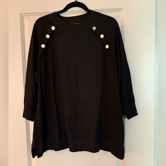 Lane Bryant Black Sweater with Gold Button Details - Picture 1 of 3